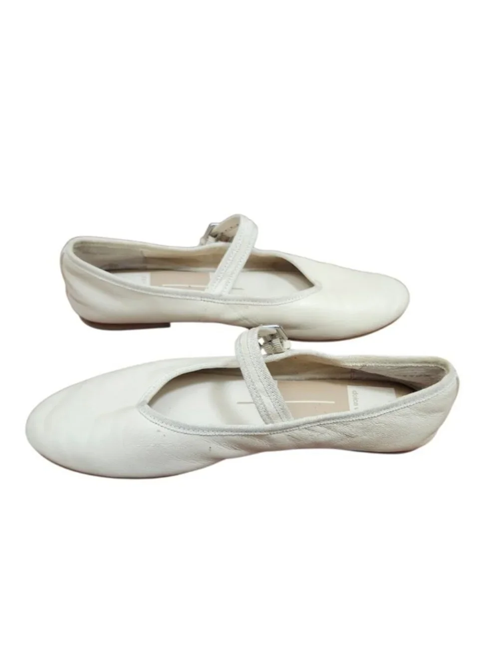 Dolce Vita White Leather Mary Jane Flats Womens Size 6.5 Buckle Strap Ballet - Picture 6 of 11